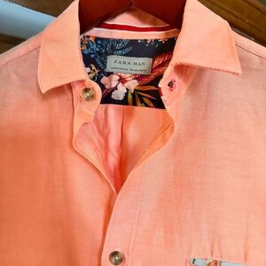 Zara Man Peach Button-Up Shirt